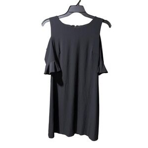 Tommy Hilfiger Black Cold Shoulder Ruffle Sleeve Sheath Dress Women Size 12 Date